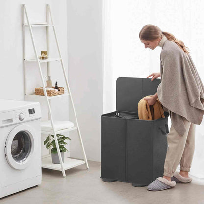 Dual-Compartment Rolling Laundry Basket