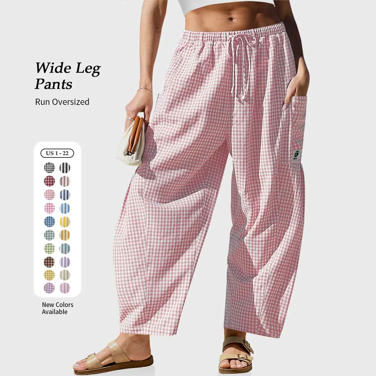 Ultra-Comfort Vertical Striped Drawstring Palazzo Pants