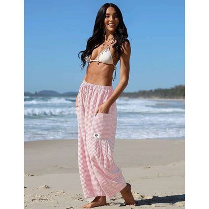 Ultra-Comfort Vertical Striped Drawstring Palazzo Pants