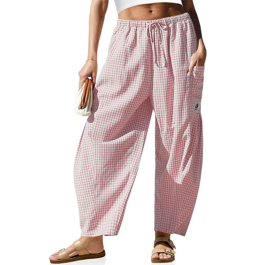 Ultra-Comfort Vertical Striped Drawstring Palazzo Pants