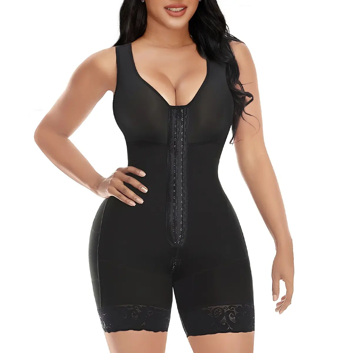 Sculpting Fajas Colombianas Hooks-Closure Postpartum Shapewear Bodysuit