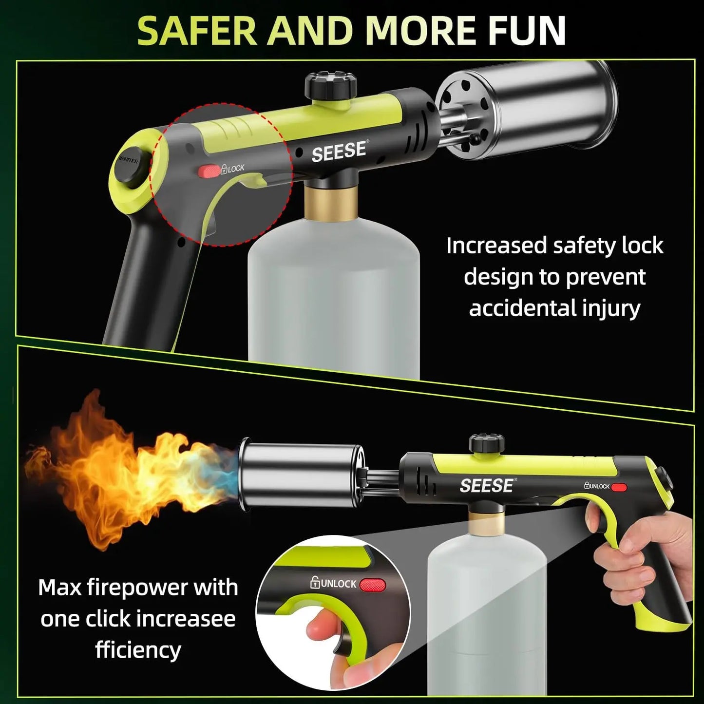 Powerful Propane Torch with One-Touch Max Fire Button