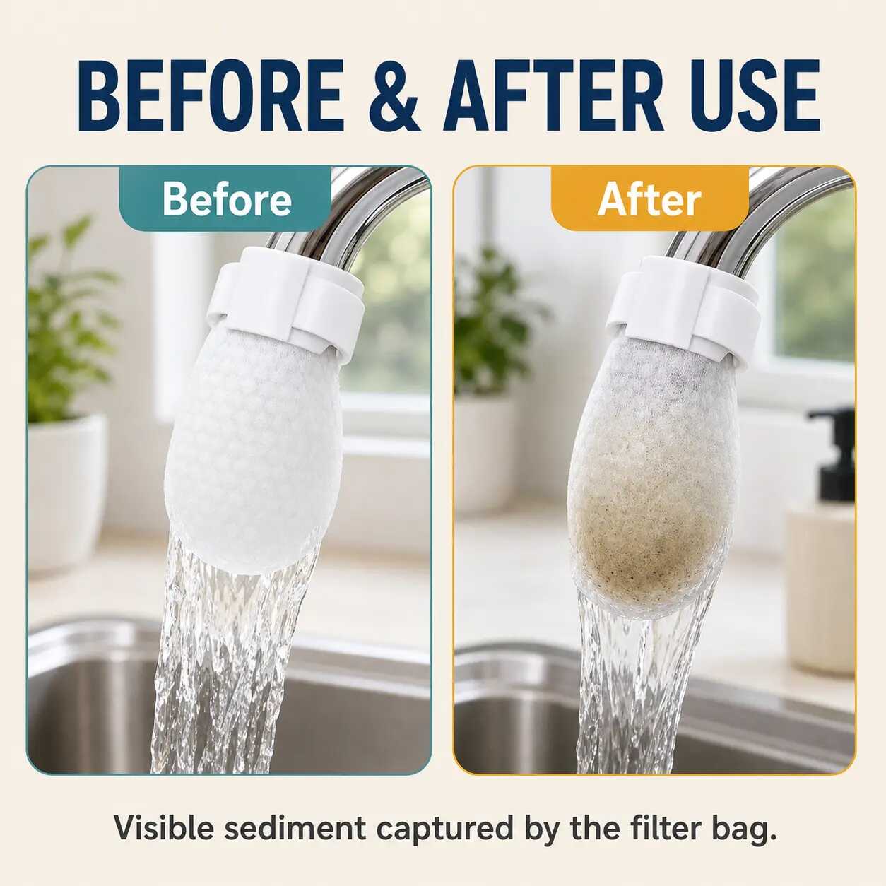 Instant Sediment-Clear Cotton Faucet Filter Bag