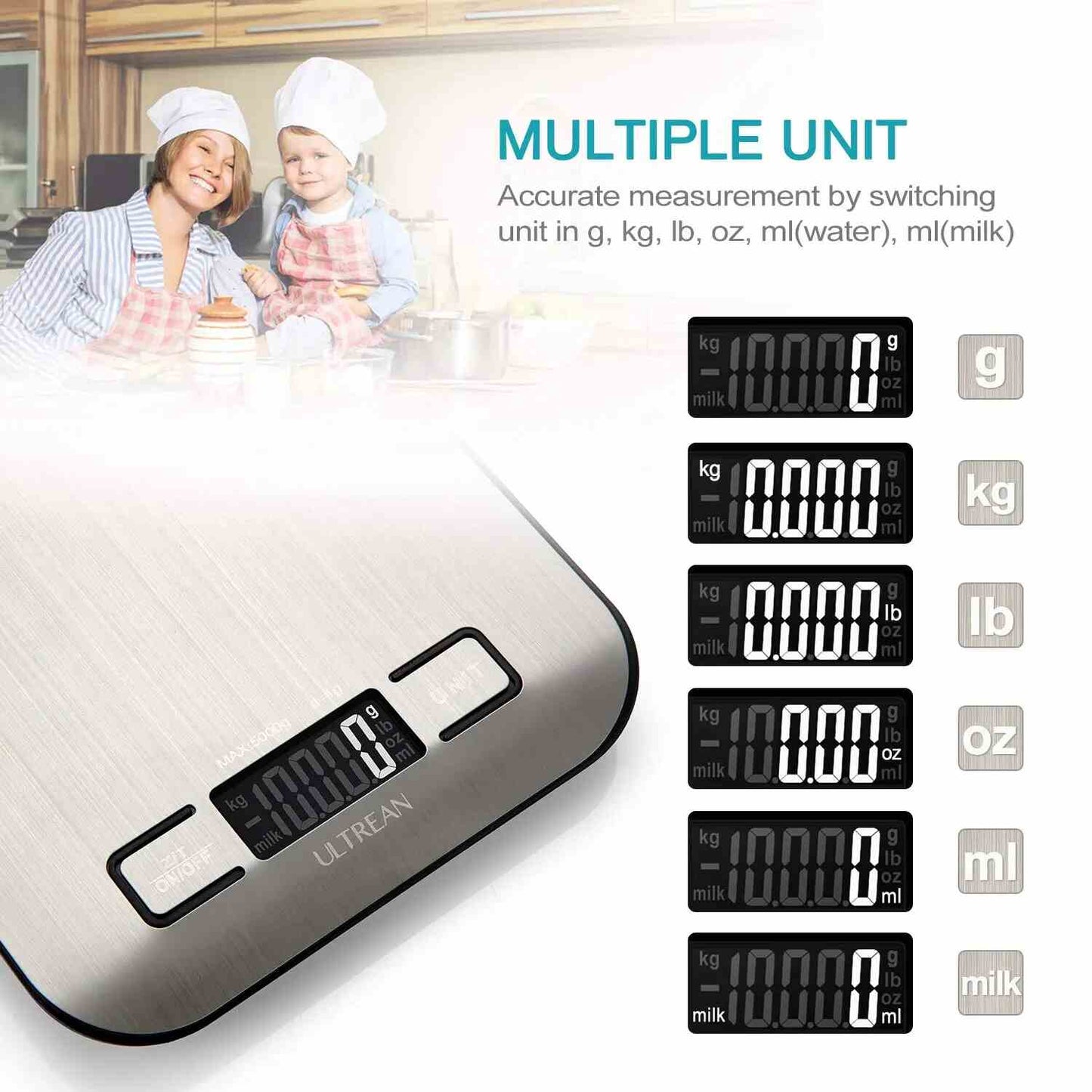 High-Precision Digital Kitchen Scale — Stainless Steel Food & Weight Grams Scale