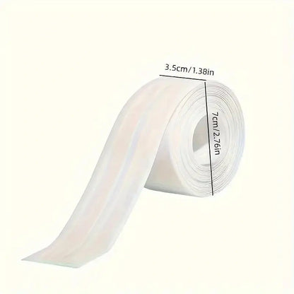 Self-Adhesive White Caulk Tape - 1/3 Roll PE Invisible Sealant Strip