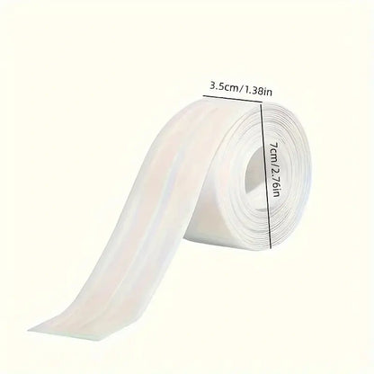Self-Adhesive White Caulk Tape - 1/3 Roll PE Invisible Sealant Strip