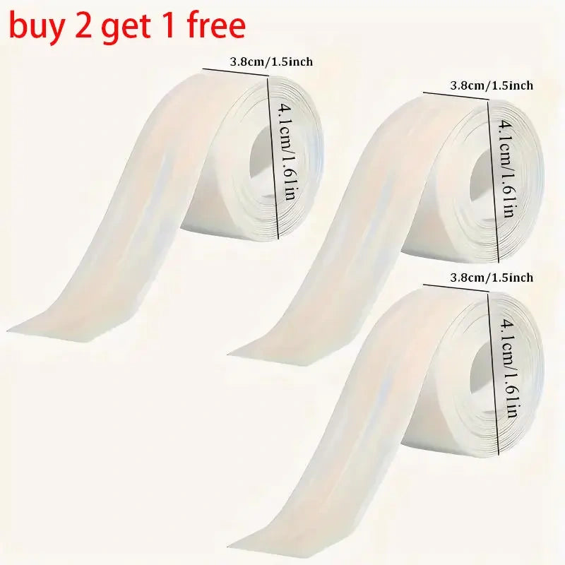 Self-Adhesive White Caulk Tape - 1/3 Roll PE Invisible Sealant Strip