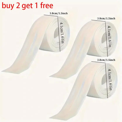 Self-Adhesive White Caulk Tape - 1/3 Roll PE Invisible Sealant Strip