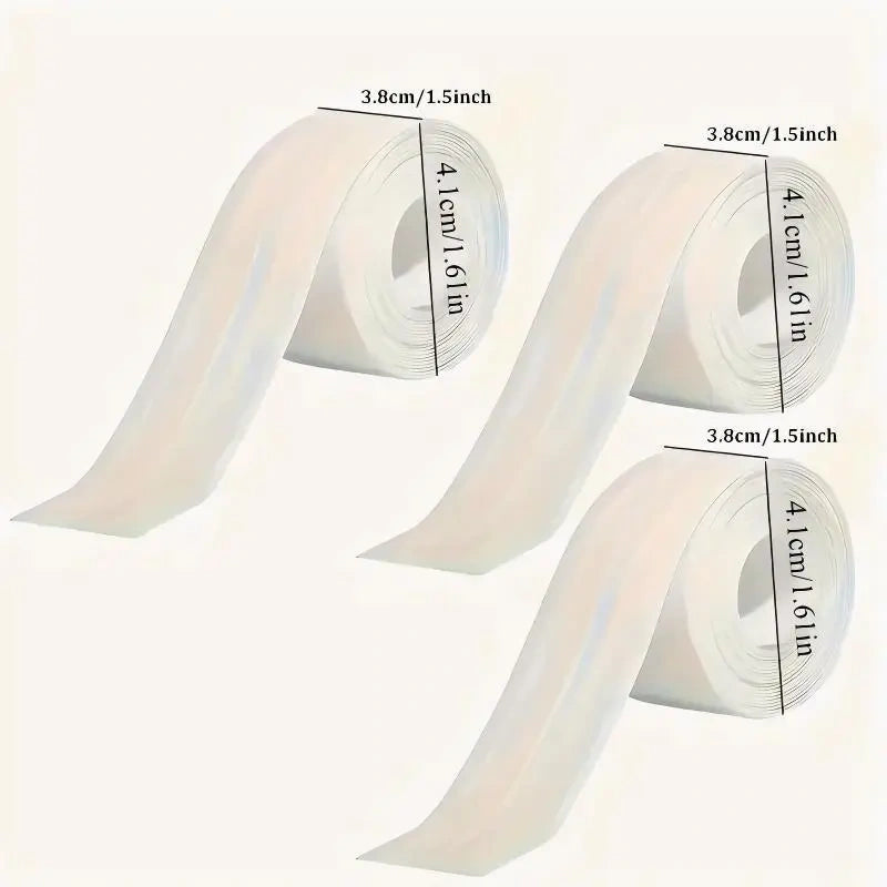 Self-Adhesive White Caulk Tape - 1/3 Roll PE Invisible Sealant Strip