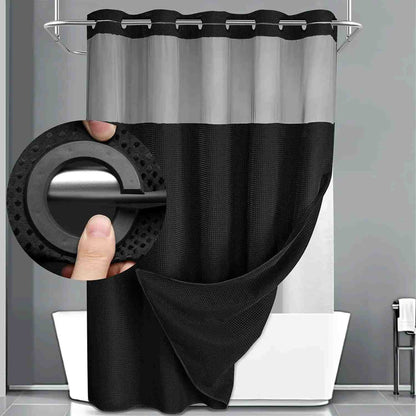 Hookless Double-Layer Shower Curtain with Removable Waterproof Snap-In Liner