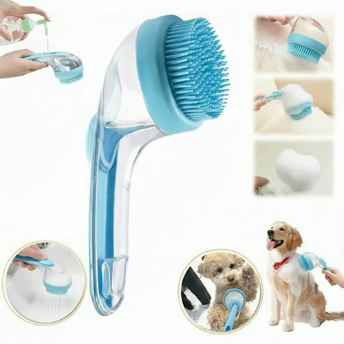 2-in-1 Pet Bath & Deshedding Grooming Brush with Soap Dispenser