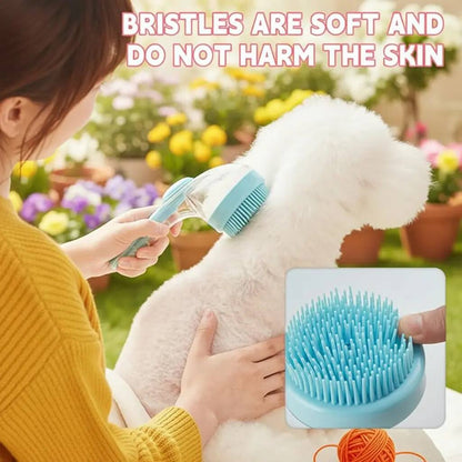 2-in-1 Pet Bath & Deshedding Grooming Brush with Soap Dispenser