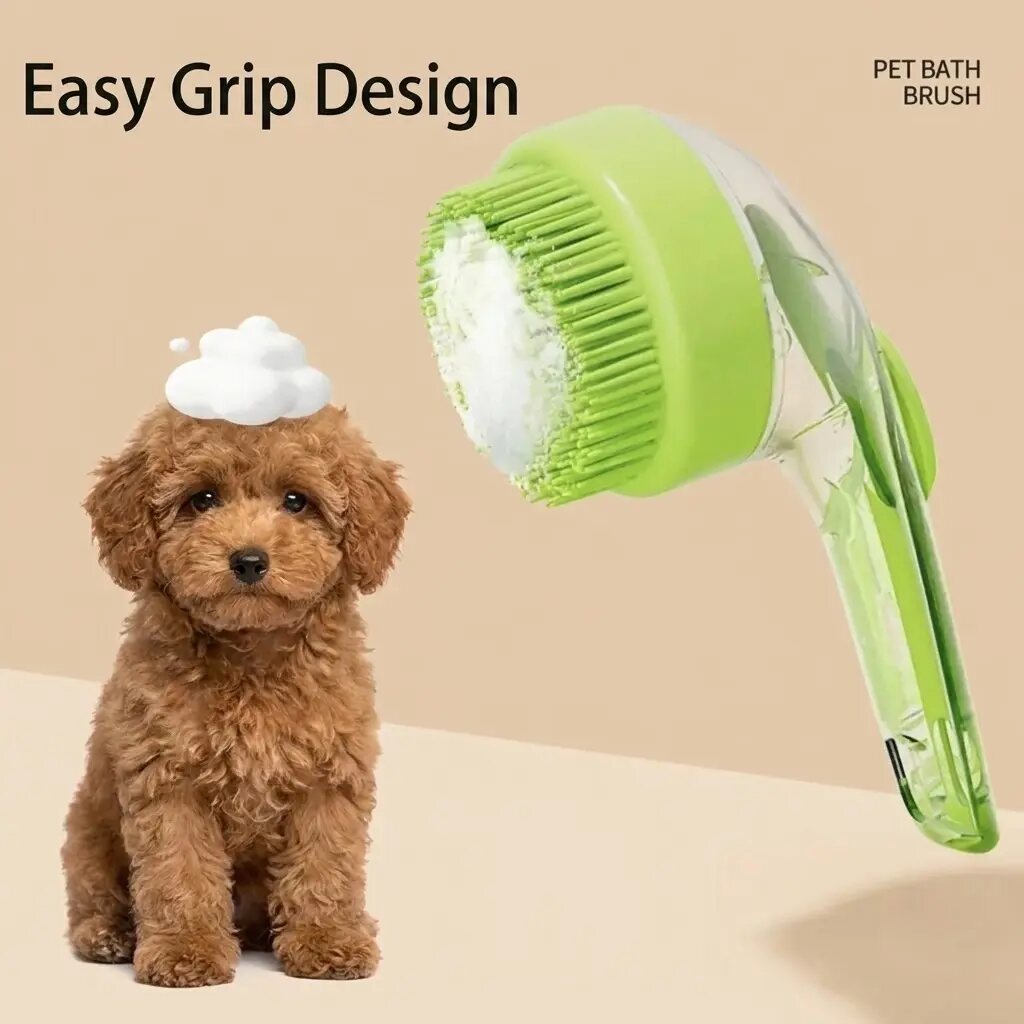 2-in-1 Pet Bath & Deshedding Grooming Brush with Soap Dispenser