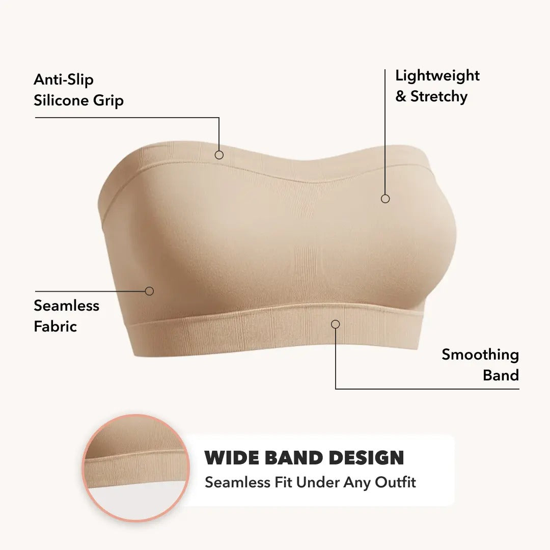 All-Day Lift & No-Slip Support: Seamless Convertible Bandeau Bra