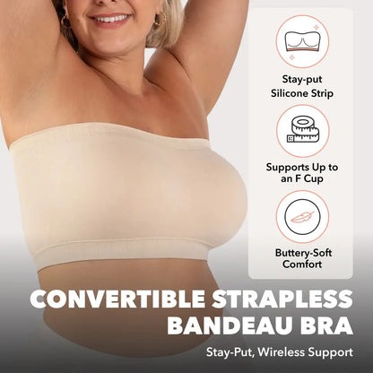 All-Day Lift & No-Slip Support: Seamless Convertible Bandeau Bra