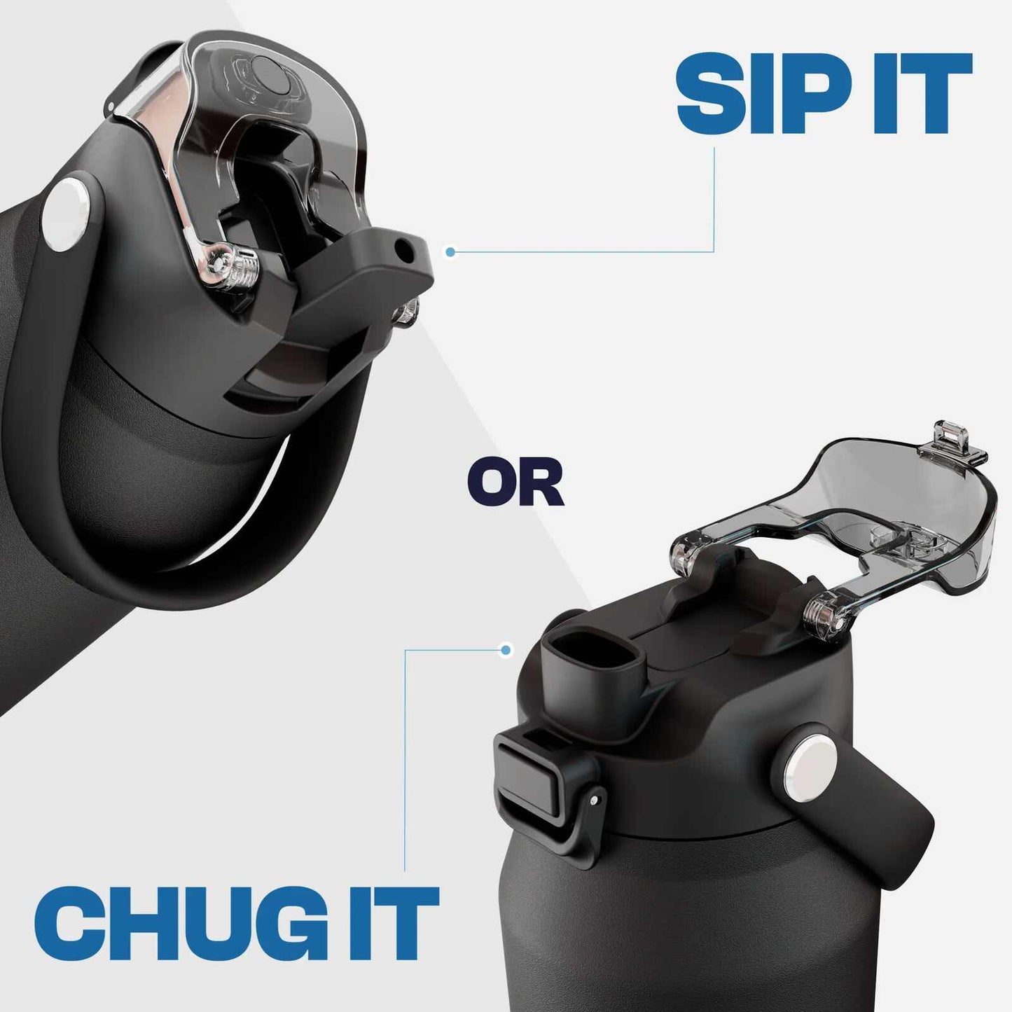Dual-Function Stainless Steel Water Bottle — Sip & Chug Dual Lid