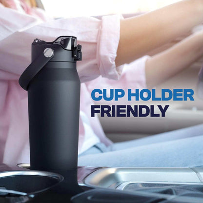 Dual-Function Stainless Steel Water Bottle — Sip & Chug Dual Lid