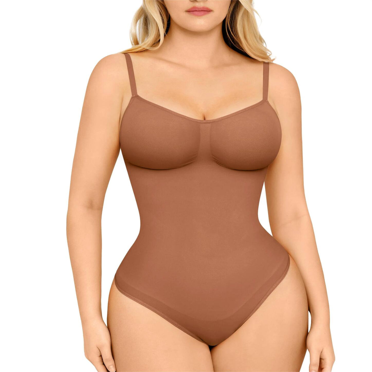 Full-Coverage Bust Seamless Thong Bodysuit