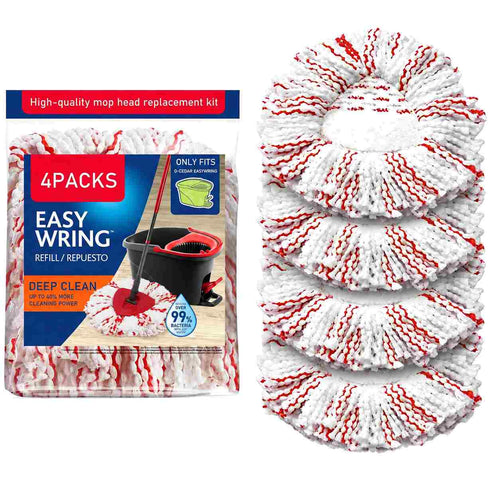 2-in-1 Microfiber Mop Refills (4-Pack) – Built-in Scrub Pads for 1-Tank System