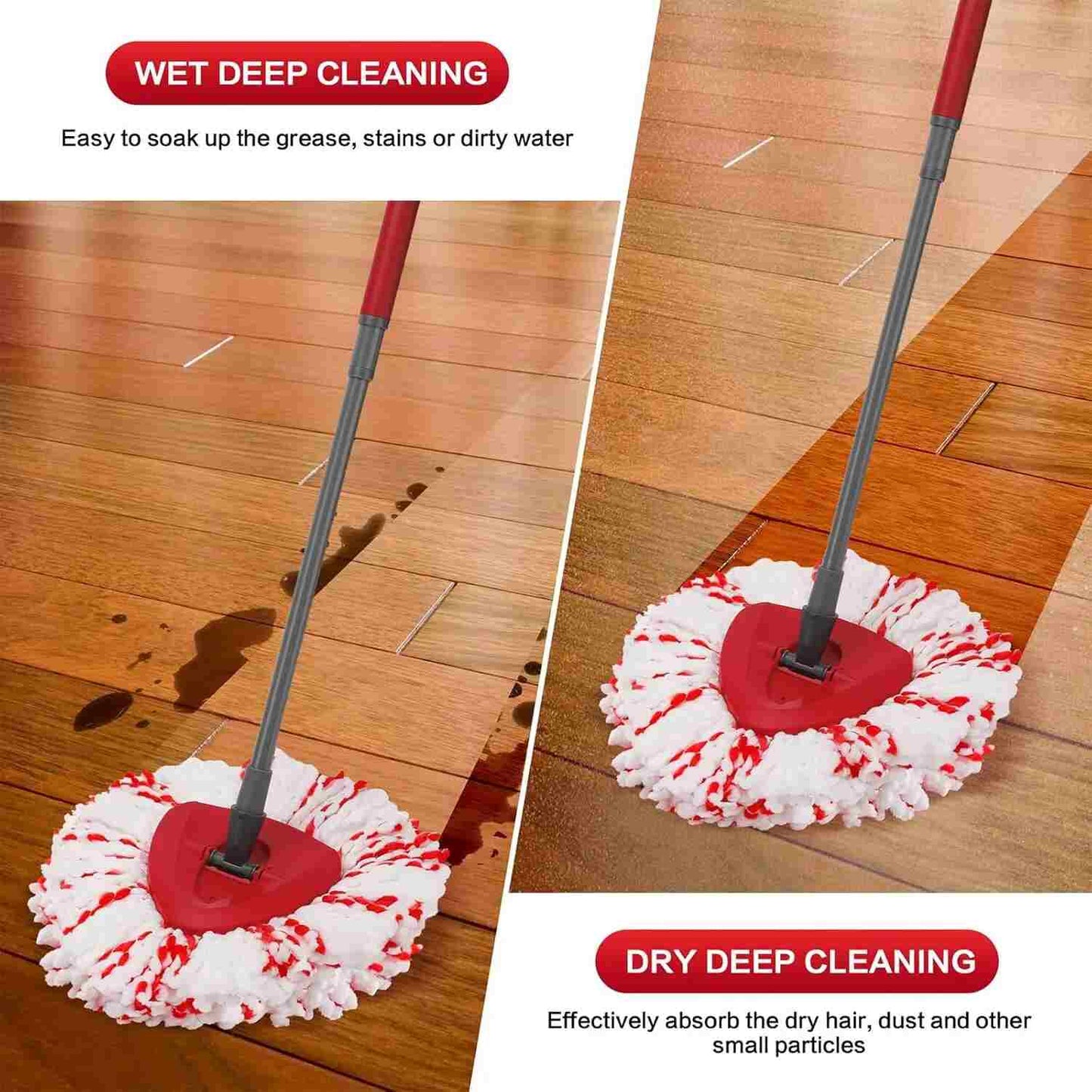 2-in-1 Microfiber Mop Refills (4-Pack) – Built-in Scrub Pads for 1-Tank System