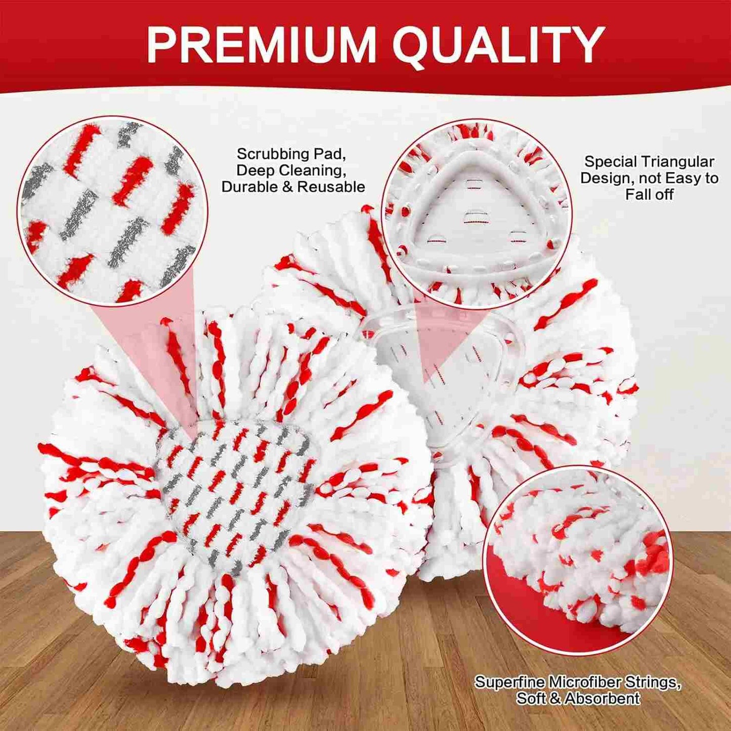 2-in-1 Microfiber Mop Refills (4-Pack) – Built-in Scrub Pads for 1-Tank System