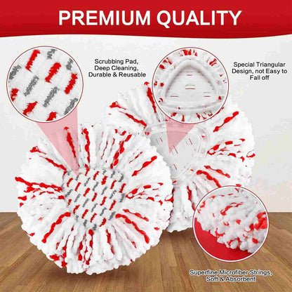 2-in-1 Microfiber Mop Refills (4-Pack) – Built-in Scrub Pads for 1-Tank System