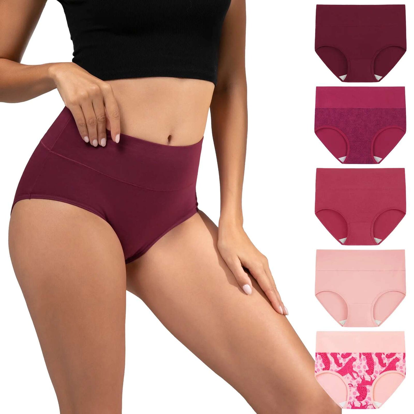 High-Waisted Cotton Panties 5-Pack: Instant Tummy Smoothing & All-Day Comfort