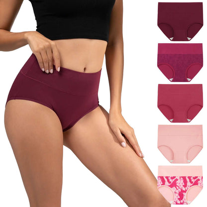High-Waisted Cotton Panties 5-Pack: Instant Tummy Smoothing & All-Day Comfort
