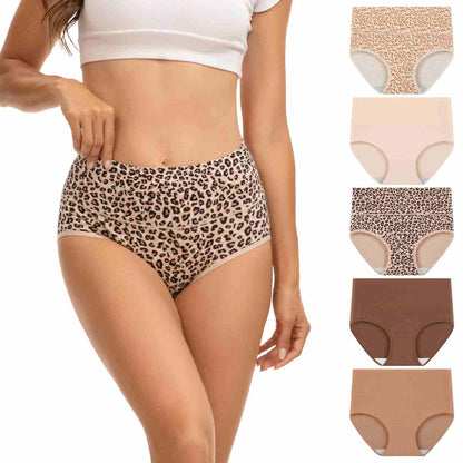 High-Waisted Cotton Panties 5-Pack: Instant Tummy Smoothing & All-Day Comfort