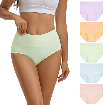 High-Waisted Cotton Panties 5-Pack: Instant Tummy Smoothing & All-Day Comfort