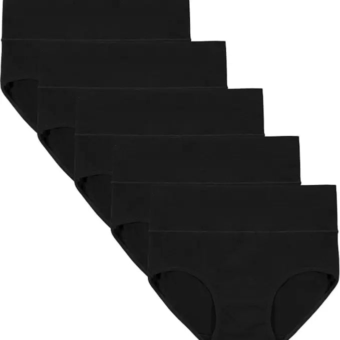 High-Waisted Cotton Panties 5-Pack: Instant Tummy Smoothing & All-Day Comfort