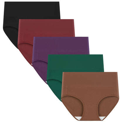 High-Waisted Cotton Panties 5-Pack: Instant Tummy Smoothing & All-Day Comfort