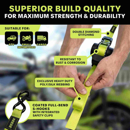 Instant Auto-Retractable Ratchet Straps – Fast, Tangle-Free Cargo Securing