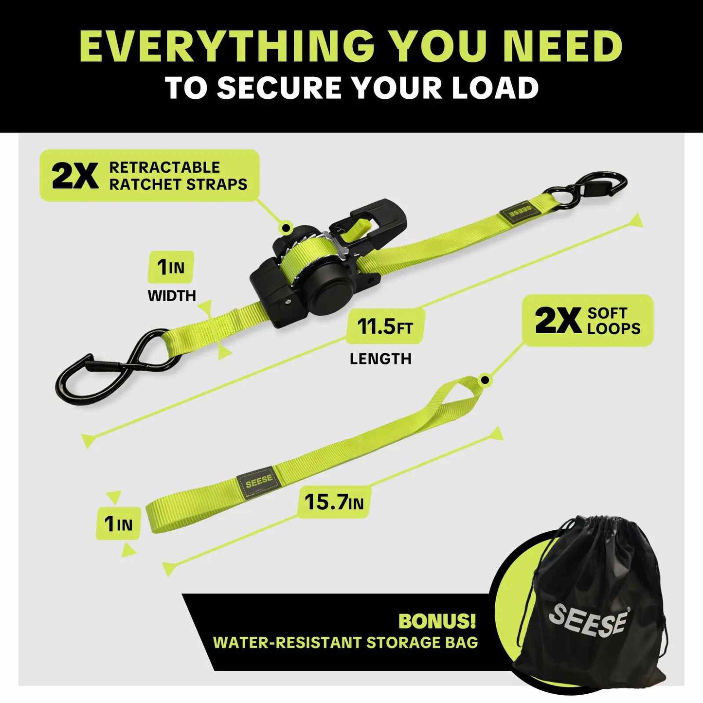 Instant Auto-Retractable Ratchet Straps – Fast, Tangle-Free Cargo Securing