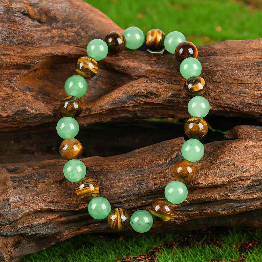 Natural Green Aventurine & Tiger Eye Wealth & Protection Bracelet