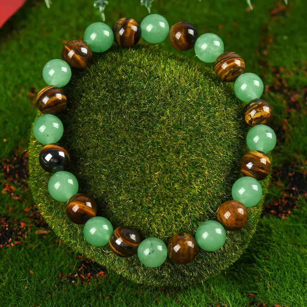 Natural Green Aventurine & Tiger Eye Wealth & Protection Bracelet