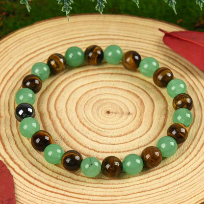 Natural Green Aventurine & Tiger Eye Wealth & Protection Bracelet