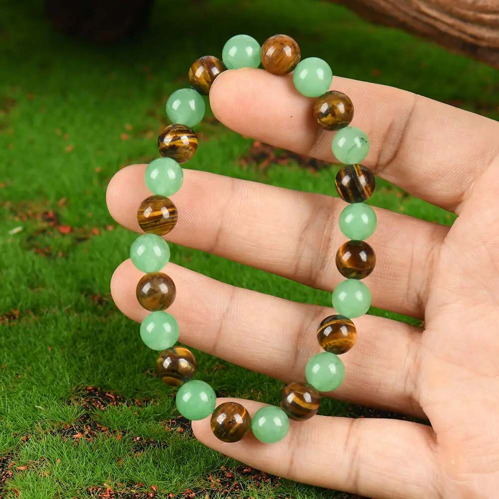 Natural Green Aventurine & Tiger Eye Wealth & Protection Bracelet