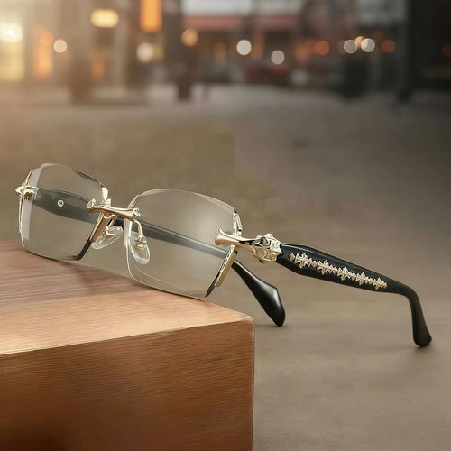 Rimless Diamond-Cut Glasses – Stainless Steel Luxury Frameless Eyewear