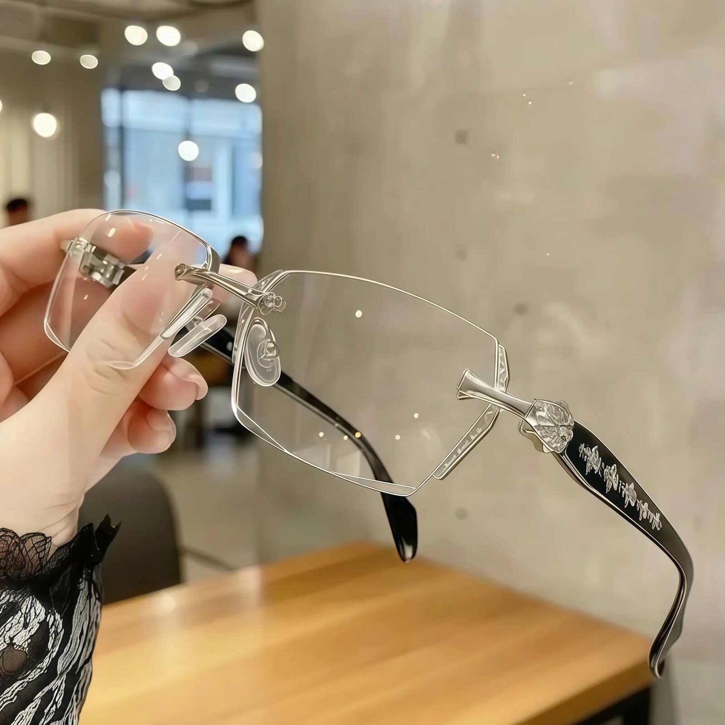 Rimless Diamond-Cut Glasses – Stainless Steel Luxury Frameless Eyewear