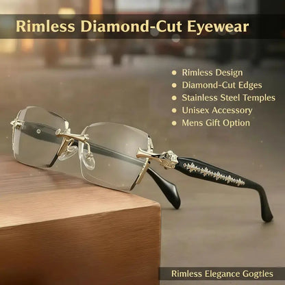 Rimless Diamond-Cut Glasses – Stainless Steel Luxury Frameless Eyewear