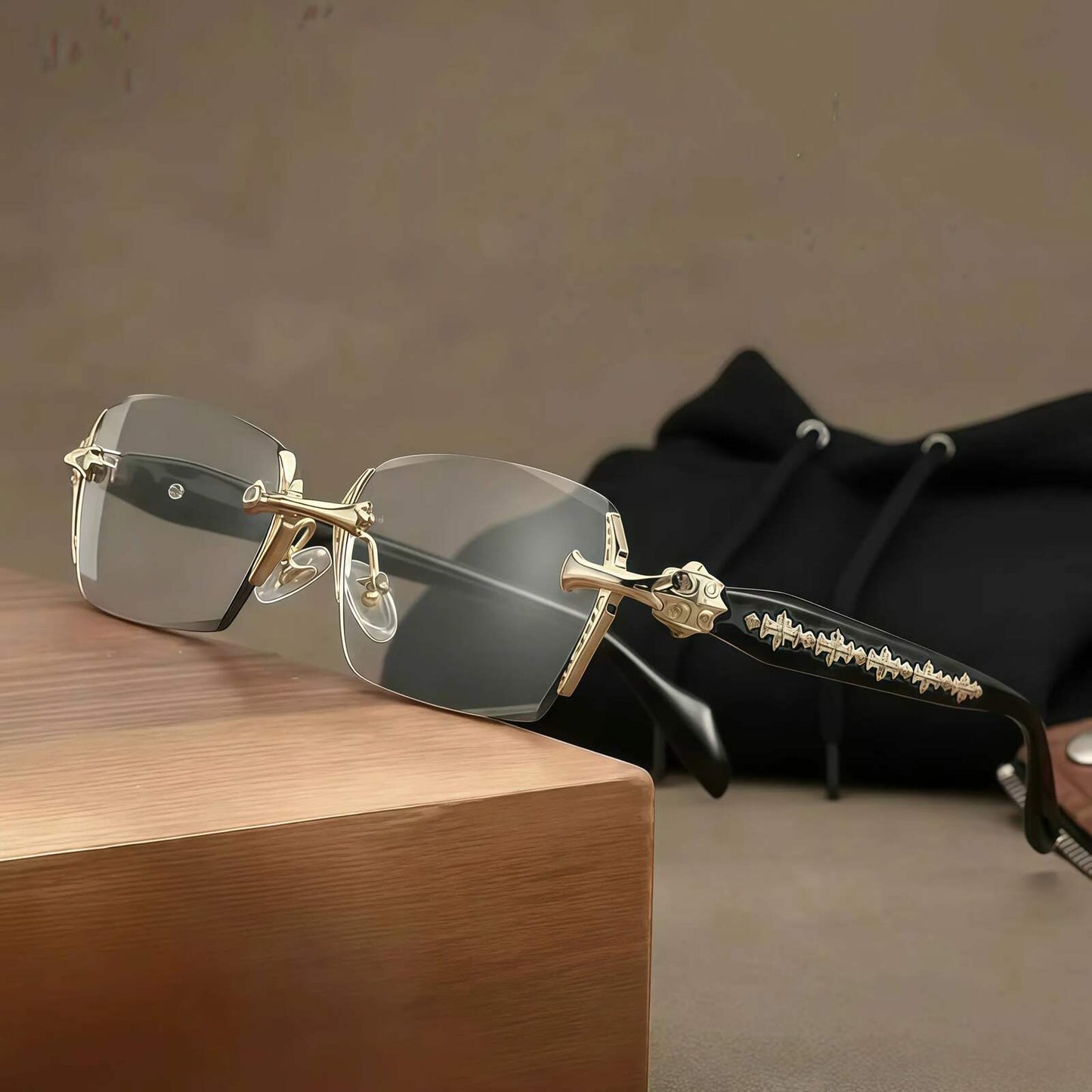 Rimless Diamond-Cut Glasses – Stainless Steel Luxury Frameless Eyewear