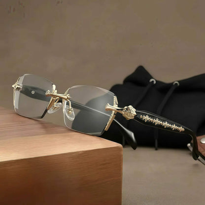 Rimless Diamond-Cut Glasses – Stainless Steel Luxury Frameless Eyewear