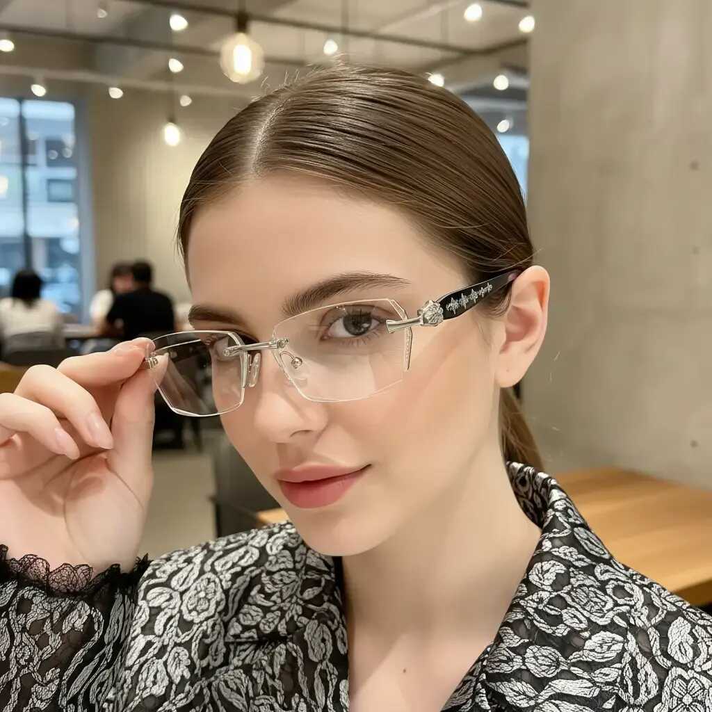 Rimless Diamond-Cut Glasses – Stainless Steel Luxury Frameless Eyewear