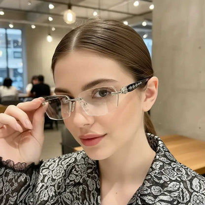 Rimless Diamond-Cut Glasses – Stainless Steel Luxury Frameless Eyewear