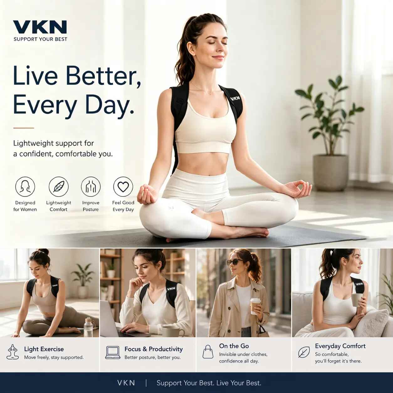 Adjustable Ergonomic Back Posture Support Straps