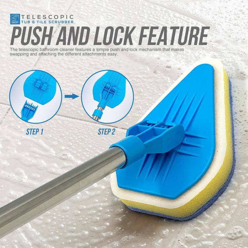 High-Reach Bathroom Tile Cleaning Set with 3 Interchangeable Heads