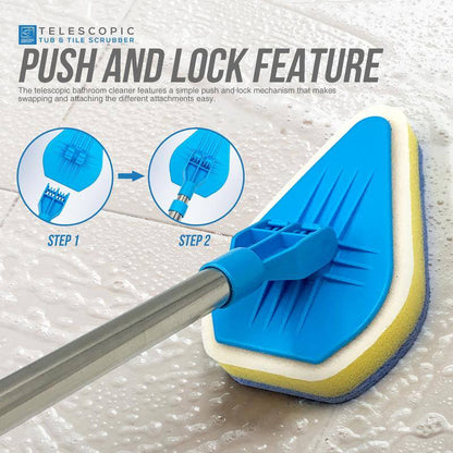 High-Reach Bathroom Tile Cleaning Set with 3 Interchangeable Heads
