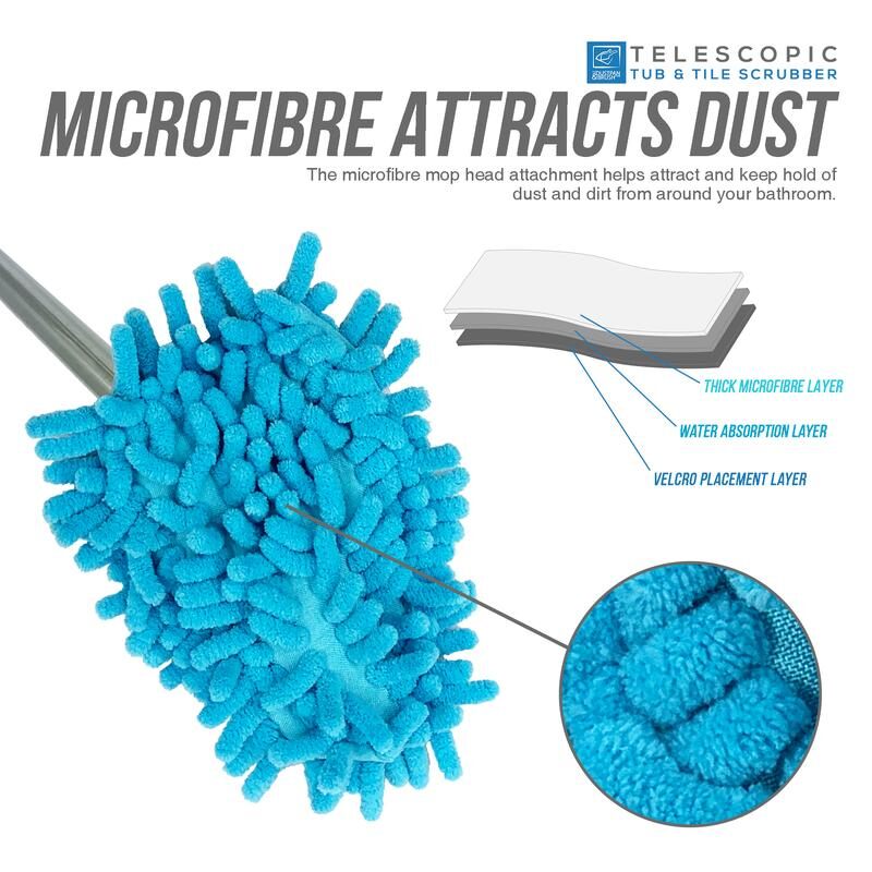 High-Reach Bathroom Tile Cleaning Set with 3 Interchangeable Heads
