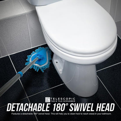 High-Reach Bathroom Tile Cleaning Set with 3 Interchangeable Heads